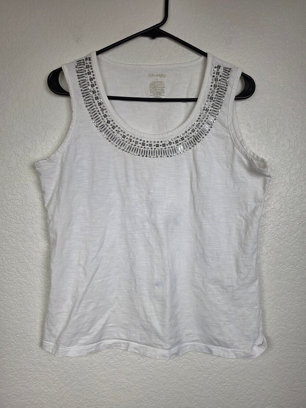St. John's Bay White Cotton Sleeveless Tank Top Medium